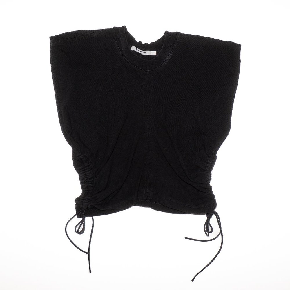 Black Cotton Gathered Sleeveless Top - T by Alexander Wang